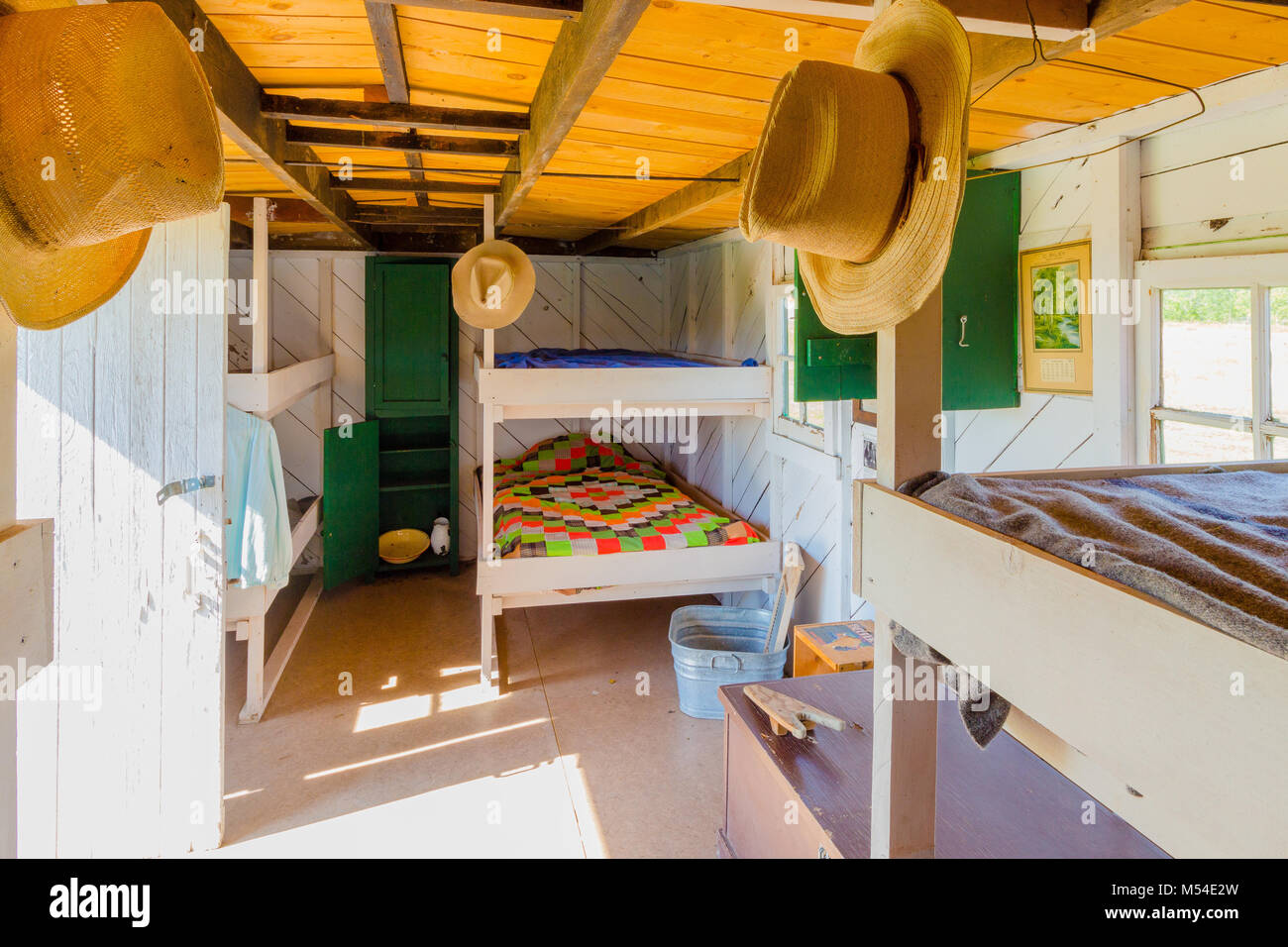 Bar u ranch wooden caravan with beds Stock Photo