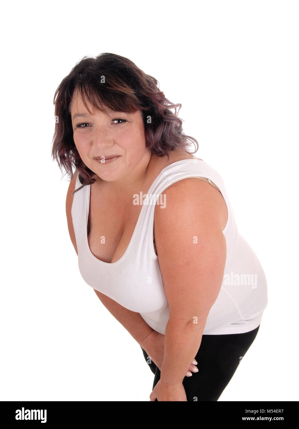 Oversized woman bending forwards Stock Photo
