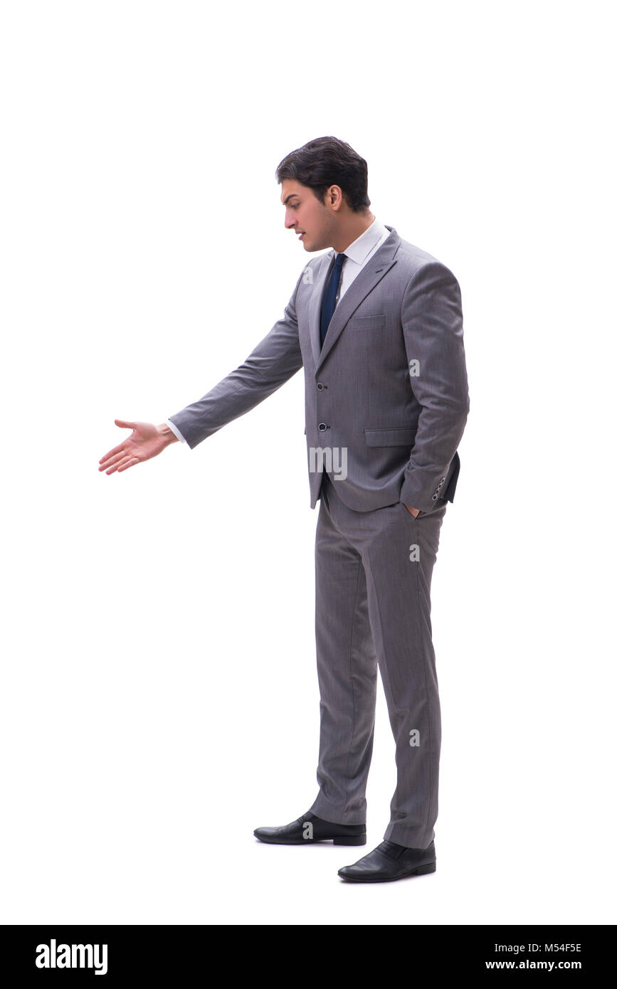 Businessman isolated on the white background Stock Photo - Alamy