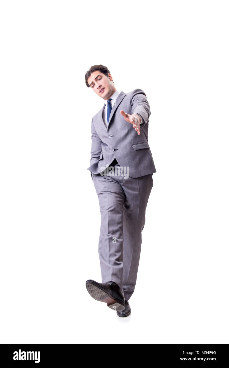 Businessman isolated on the white background Stock Photo - Alamy