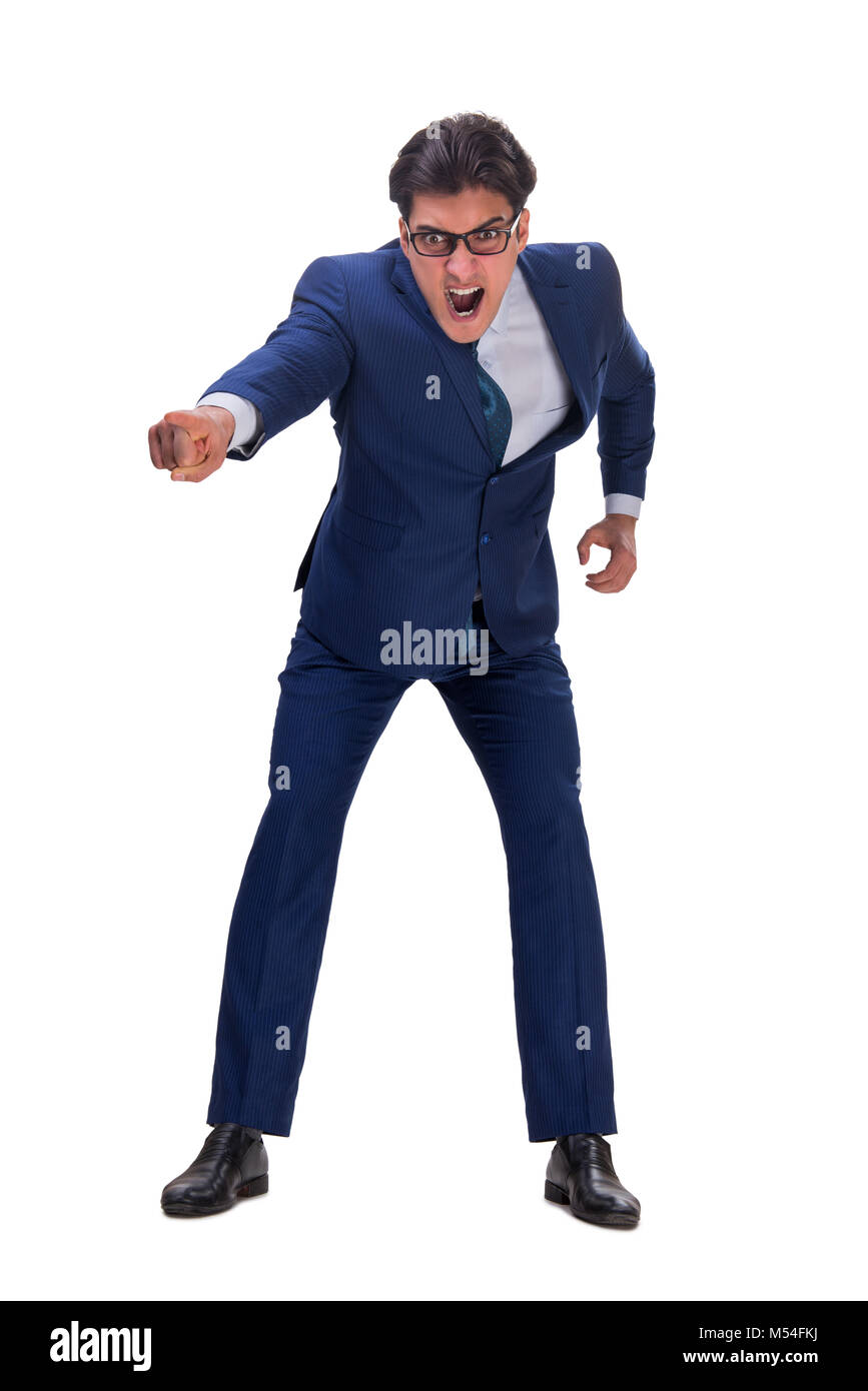 Businessman isolated on the white background Stock Photo - Alamy