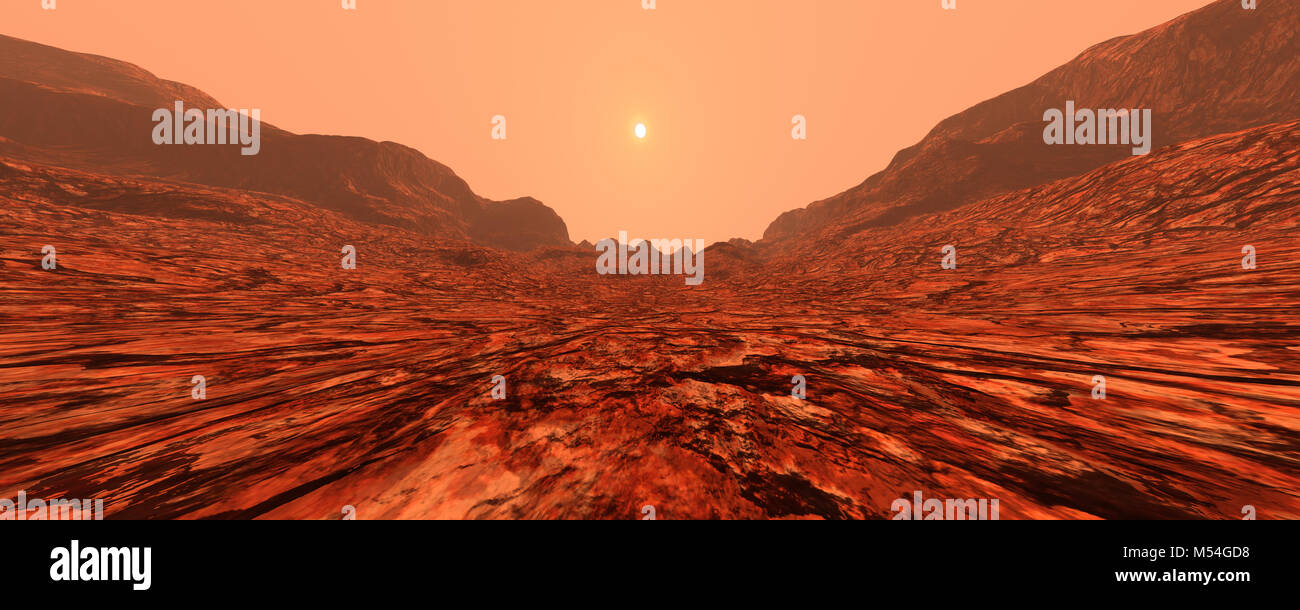 3D rendering of a red planet Mars landscape Stock Photo - Alamy