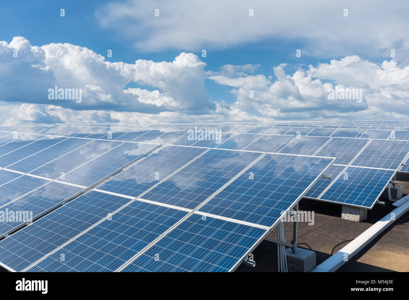 roof solar panel reflected blue sky Stock Photo Alamy