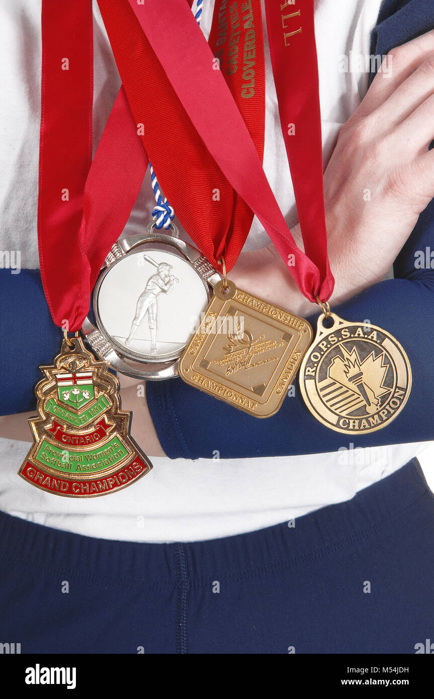 Medals from softball competition Stock Photo