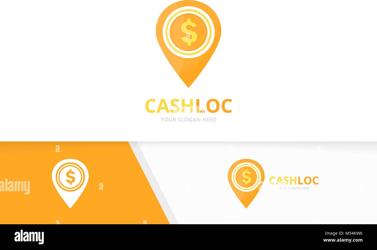 Vector coin and map pointer logo combination. Money and gps locator ...