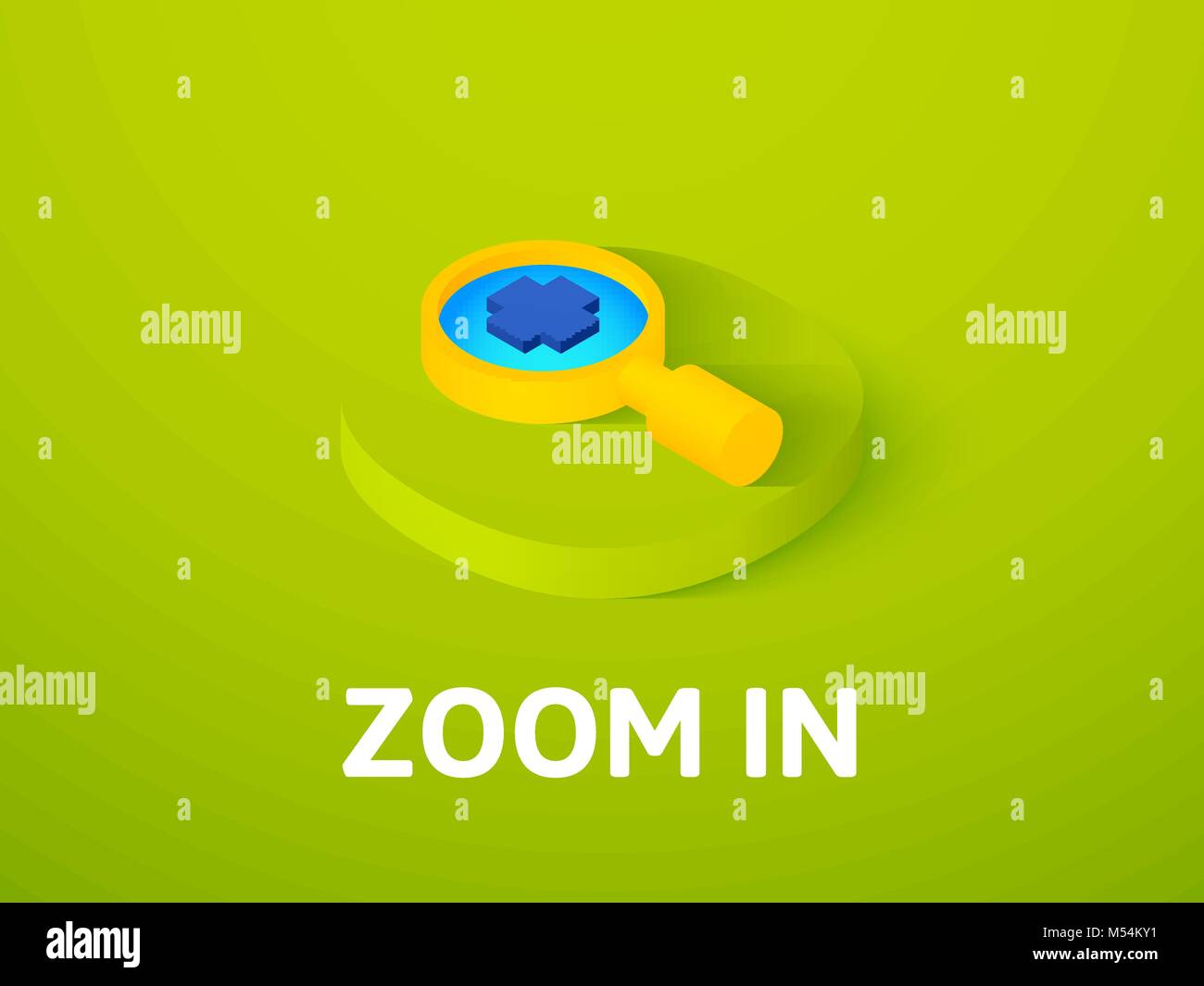 Zoom in isometric icon, isolated on color background Stock Vector