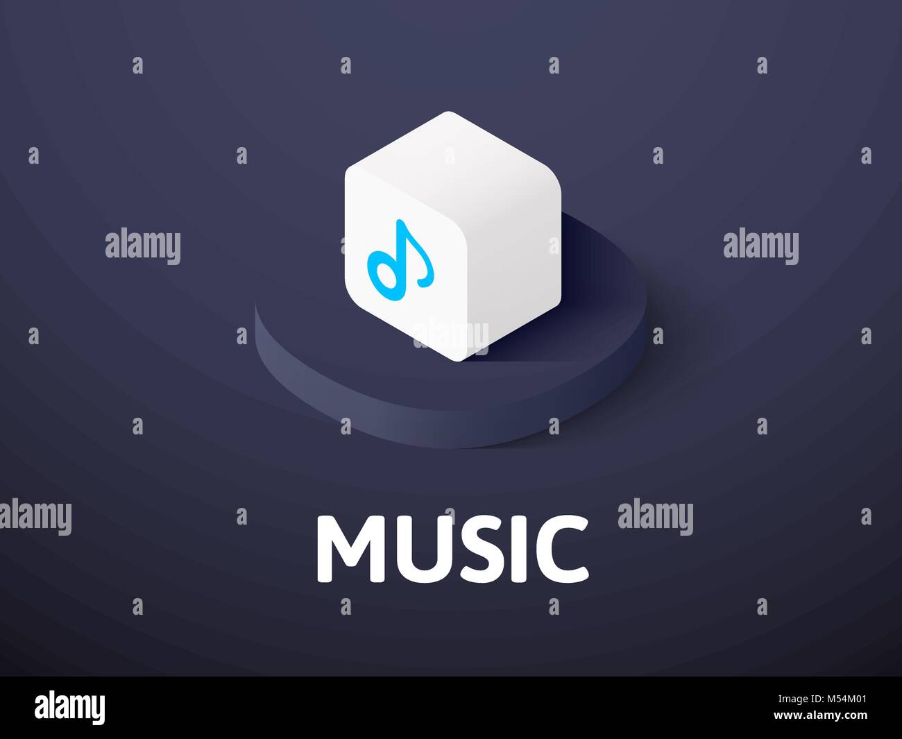 Music isometric icon, isolated on color background Stock Vector