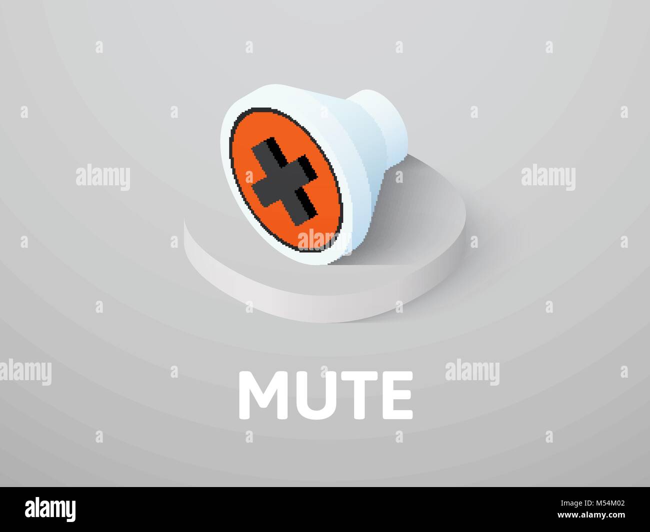 Mute isometric icon, isolated on color background Stock Vector