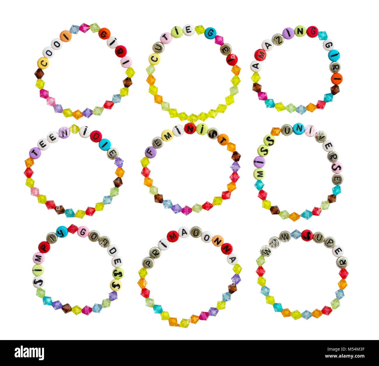 bracelets with slogans Stock Photo Alamy