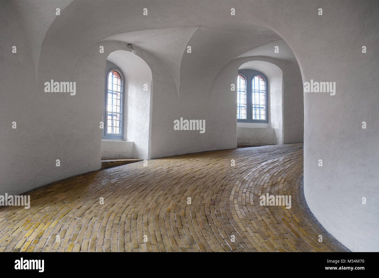 The spiral ramp in Round tower in Copenhagen. Stock Photo