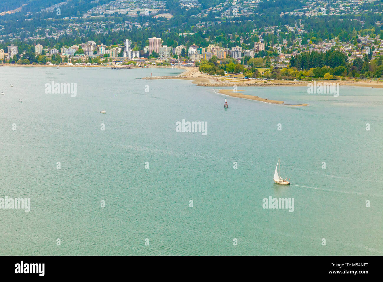 north vancouver and vancouver harbour aerial view Stock Photo