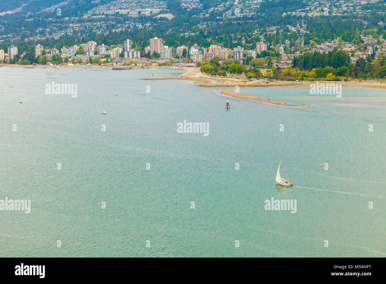 north vancouver and vancouver harbour aerial view Stock Photo - Alamy