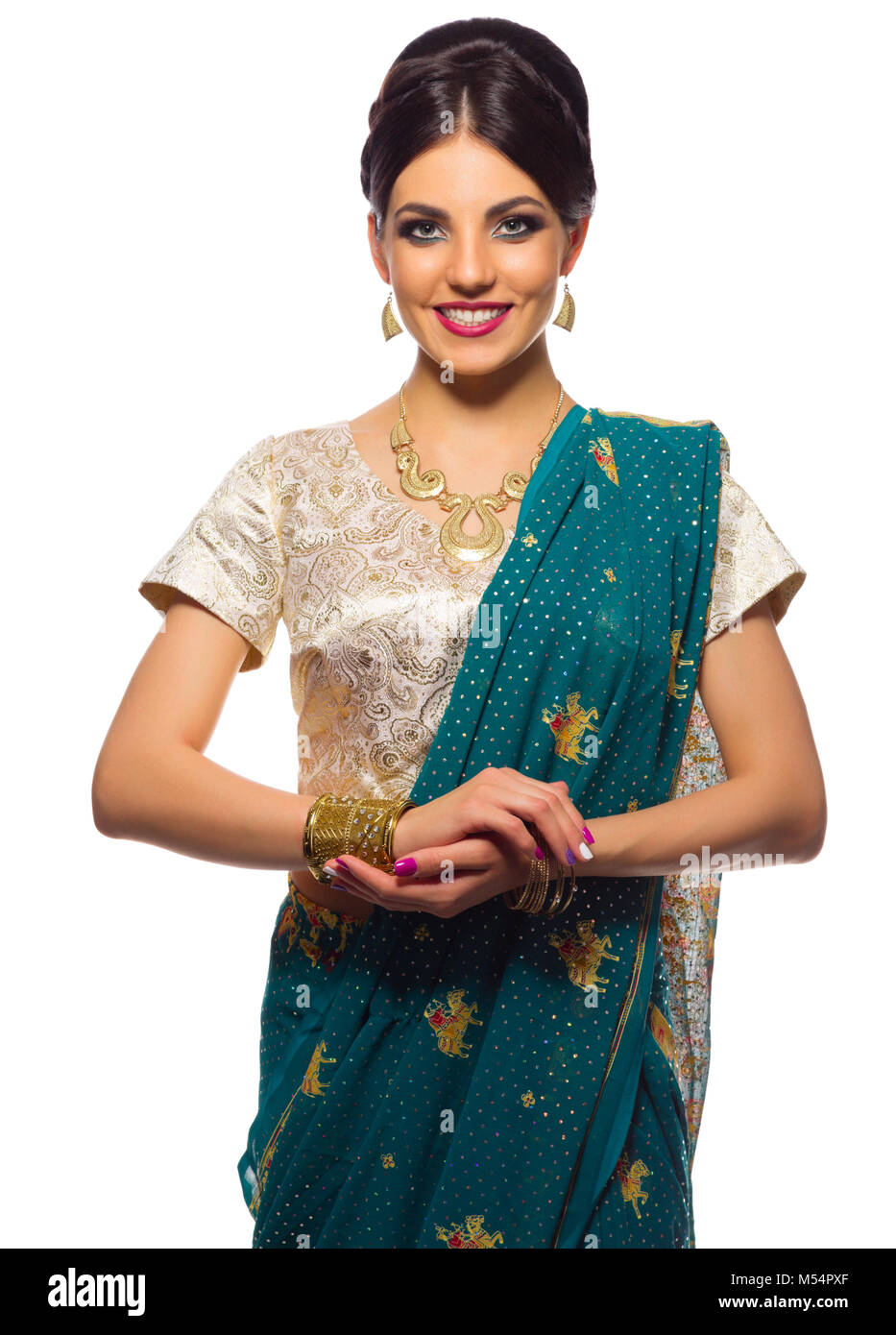 Young indian woman isolated on white Stock Photo - Alamy