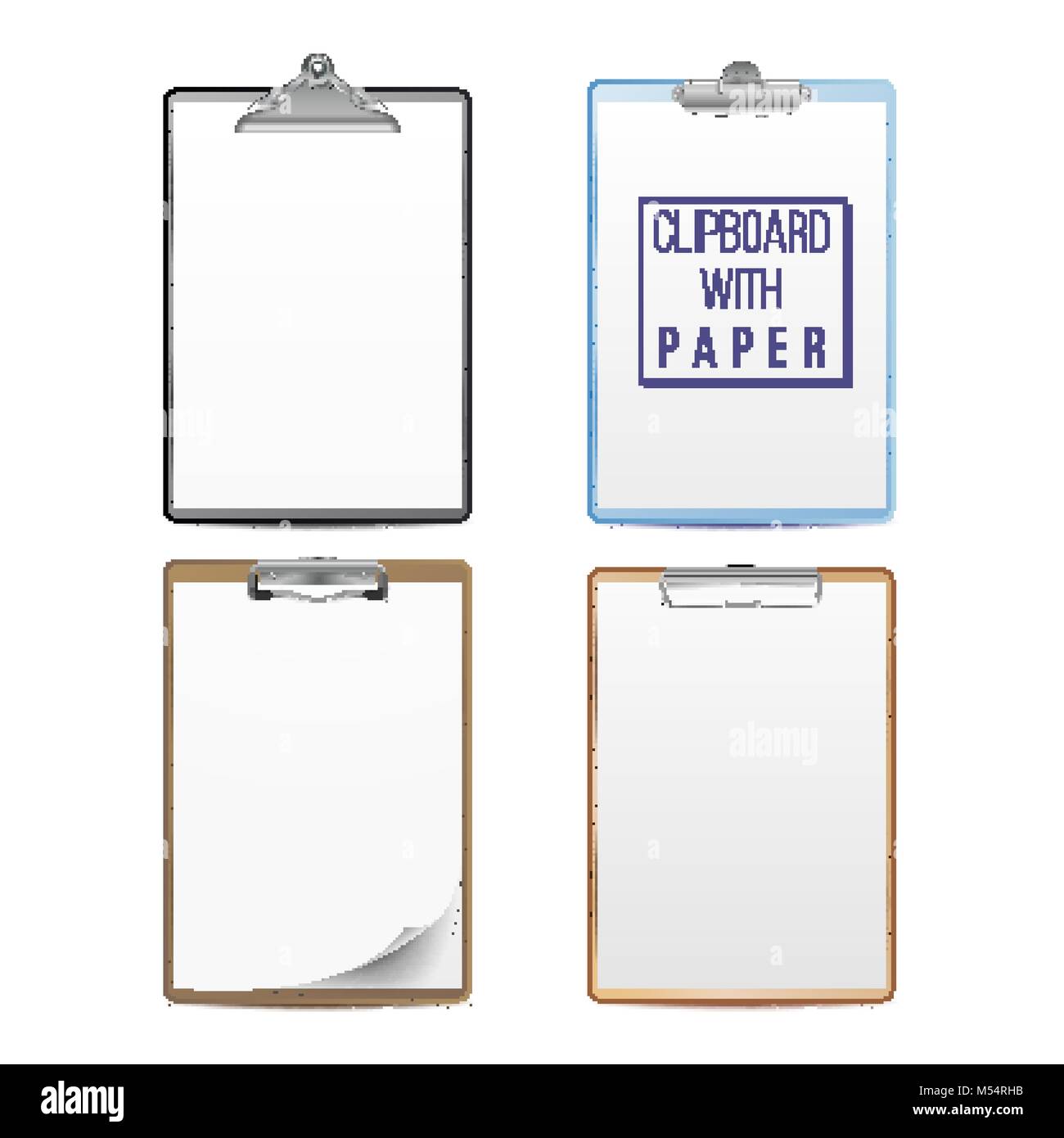 Realistic Clipboard With Paper Vector. Mock up For Your Design. A4 Size.  Isolated On White Background Illustration Stock Vector Image & Art - Alamy