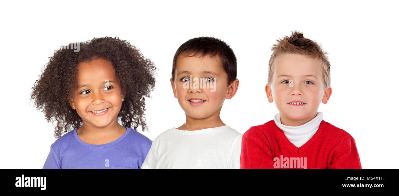 Many children isolated on a white background Stock Photo