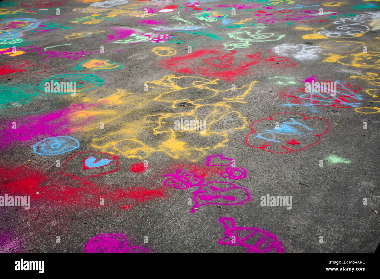 Powder Paint Playing Thai children play and painting powder color on ground in Bang Mod ...