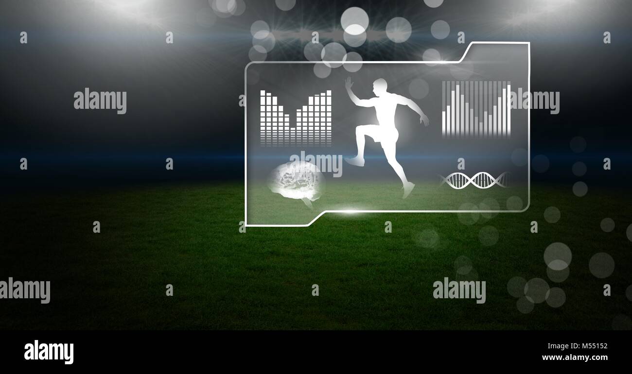 Sports Interface Background Human health and fitness interface and sports stadium arena background ...