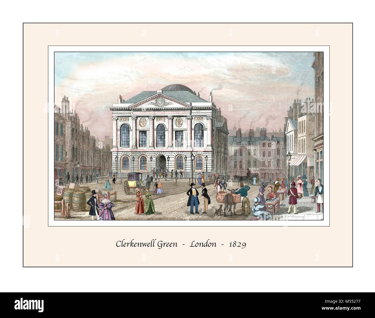 Clerkenwell Green London Original Design based on a 19th century Engraving Stock Photo