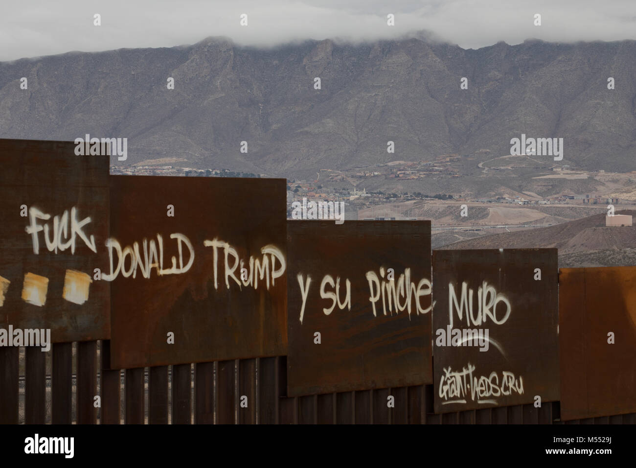 Anti-Trump graffiti on Mexican Side of Border Wall between ...