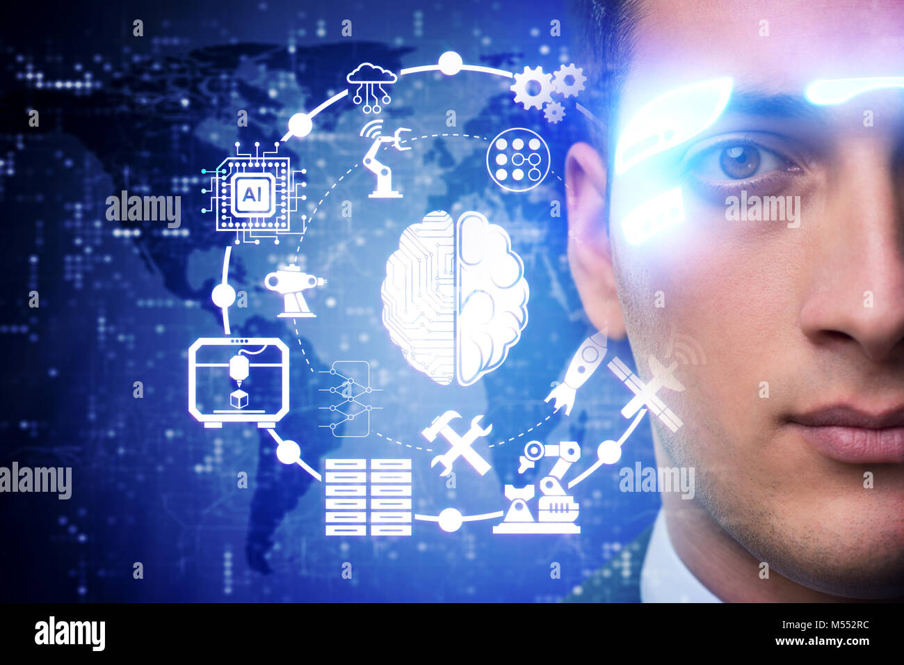 Artificial intelligence concept with businessman Stock Photo - Alamy