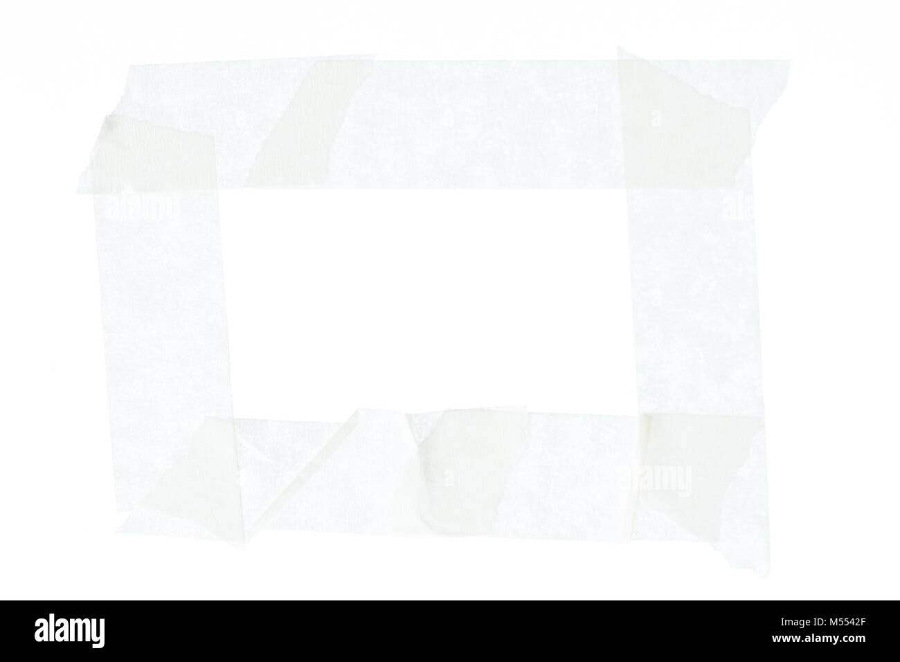 Rectangle frame from white masking paper tape isolated Stock Photo