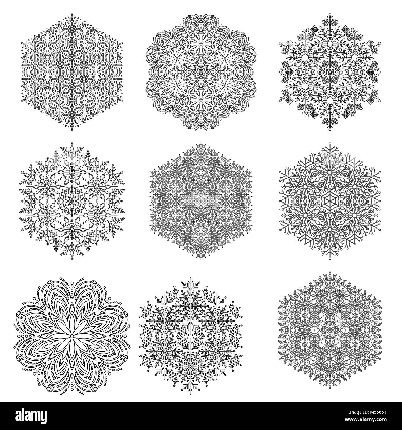 Set of Vector Snowflakes Stock Vector Image & Art - Alamy