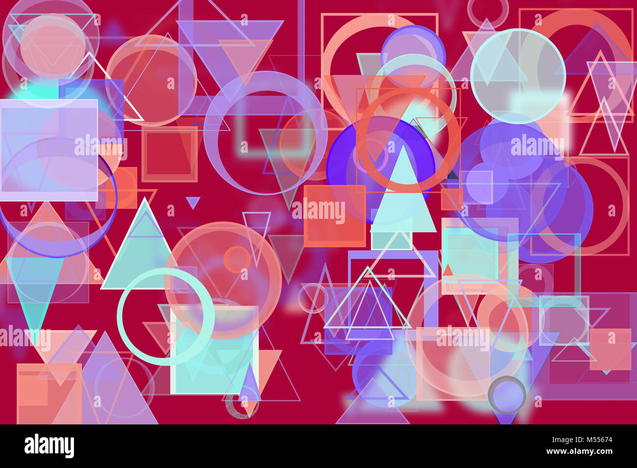 Random circle, square, rectangle & triangle shape, digital generative ...