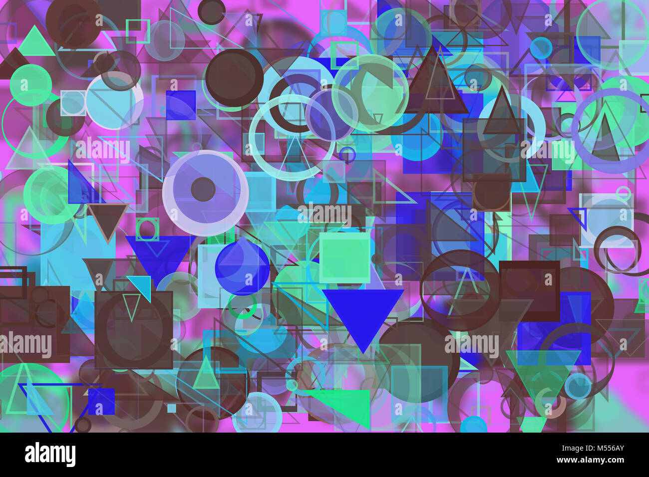 Random circle, square, rectangle & triangle shape, digital generative ...