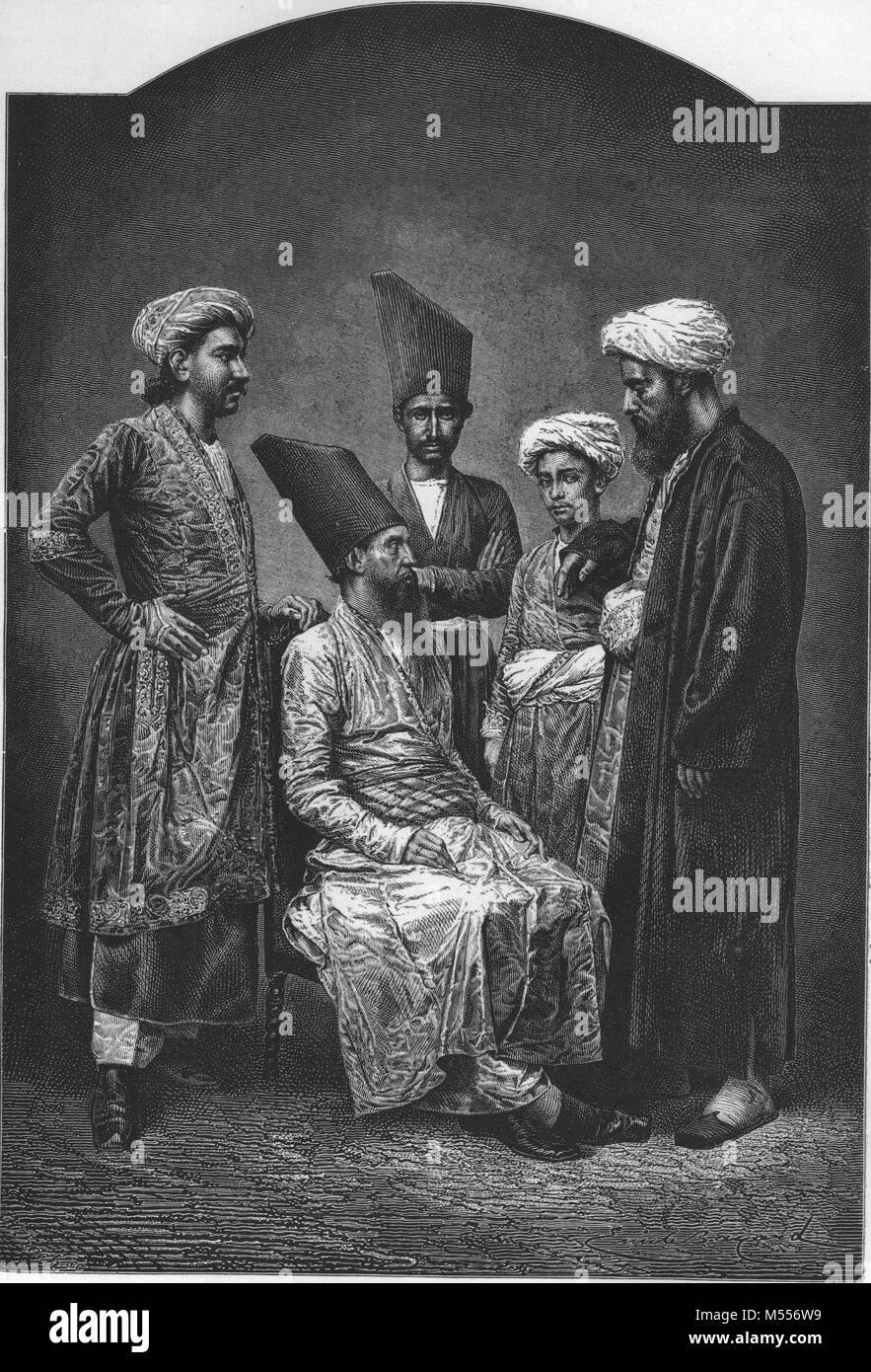 INDIA. Persians in Mumbai, antique engraving 1878 Stock Photo