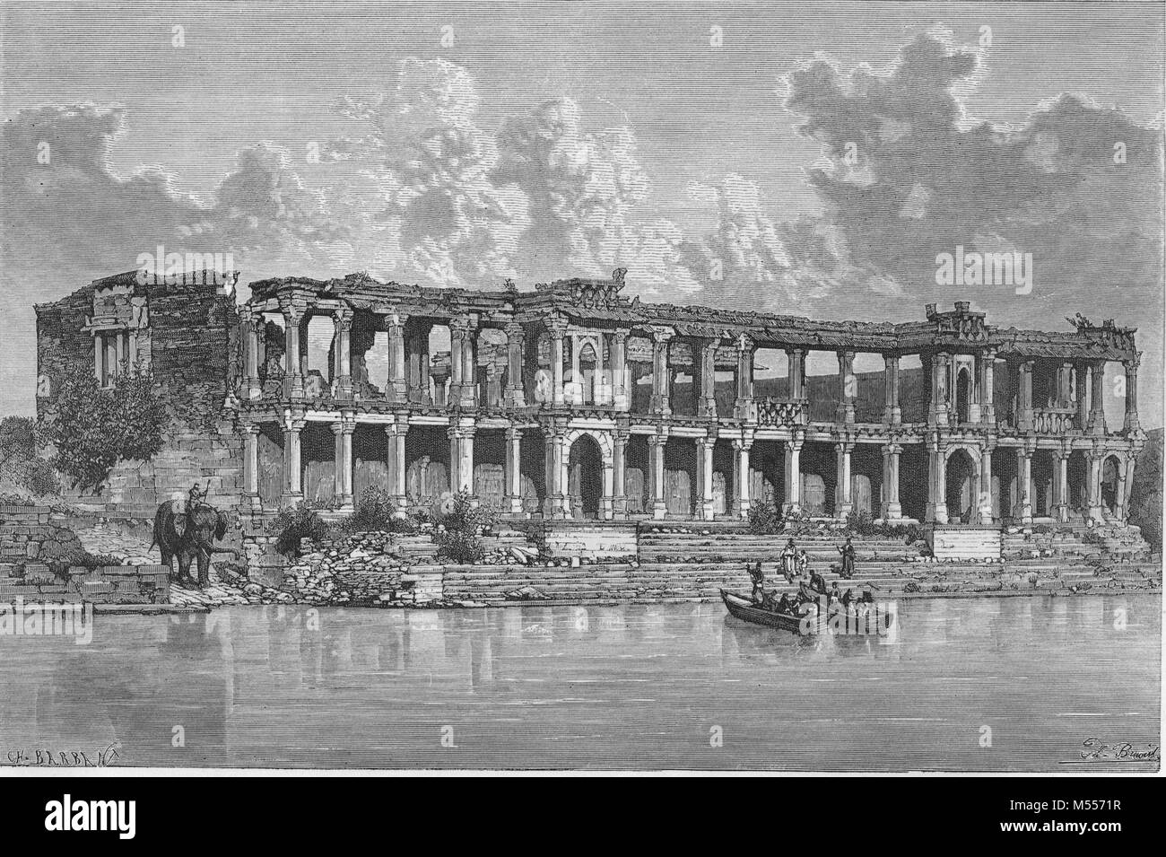 INDIA. Ruins Emperor Ahmed's Harem, Sirkhej, 1878 print Stock Photo