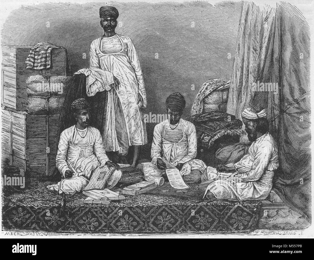 INDIA. Marwari Merchants, Kolkata, antique engraving 1878 Stock Photo