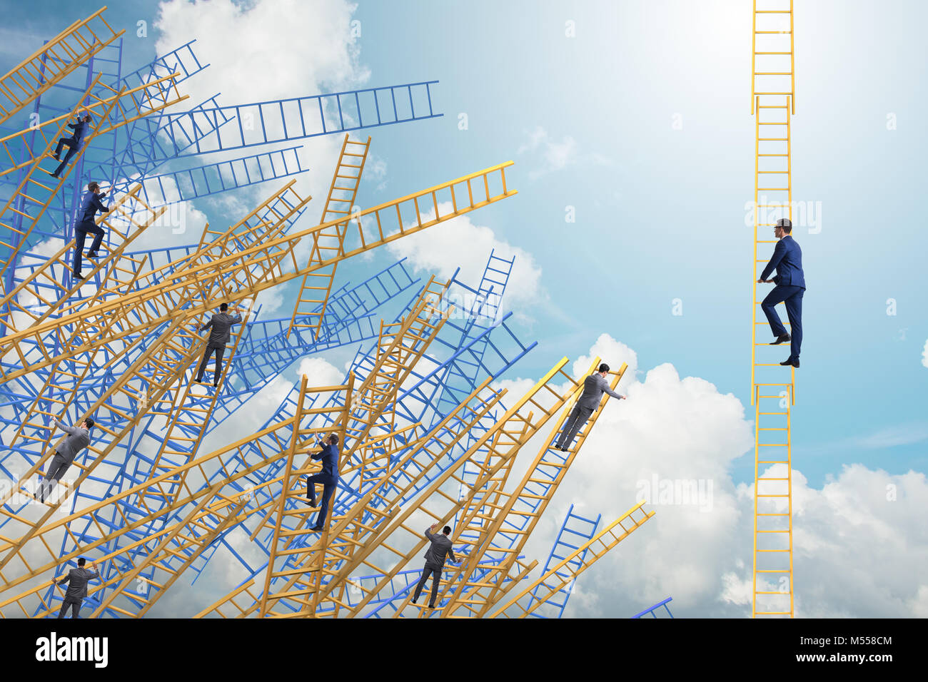 The businessman climbing career ladder in business concept Stock Photo ...
