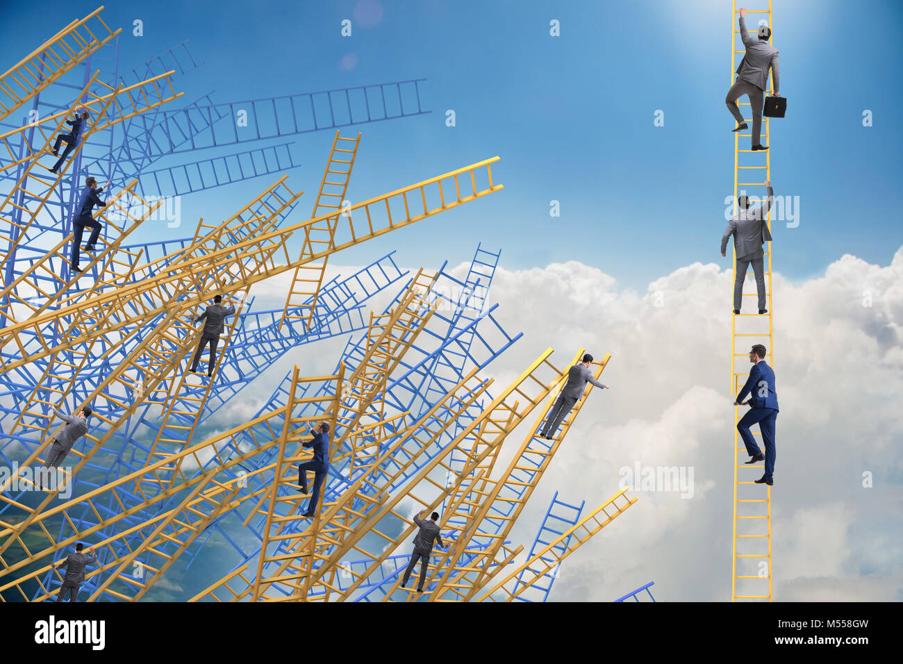 The businessman climbing career ladder in business concept Stock Photo ...