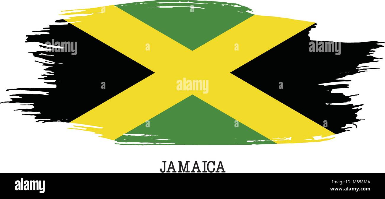Jamaica flag vector grunge paint stroke   Stock Vector