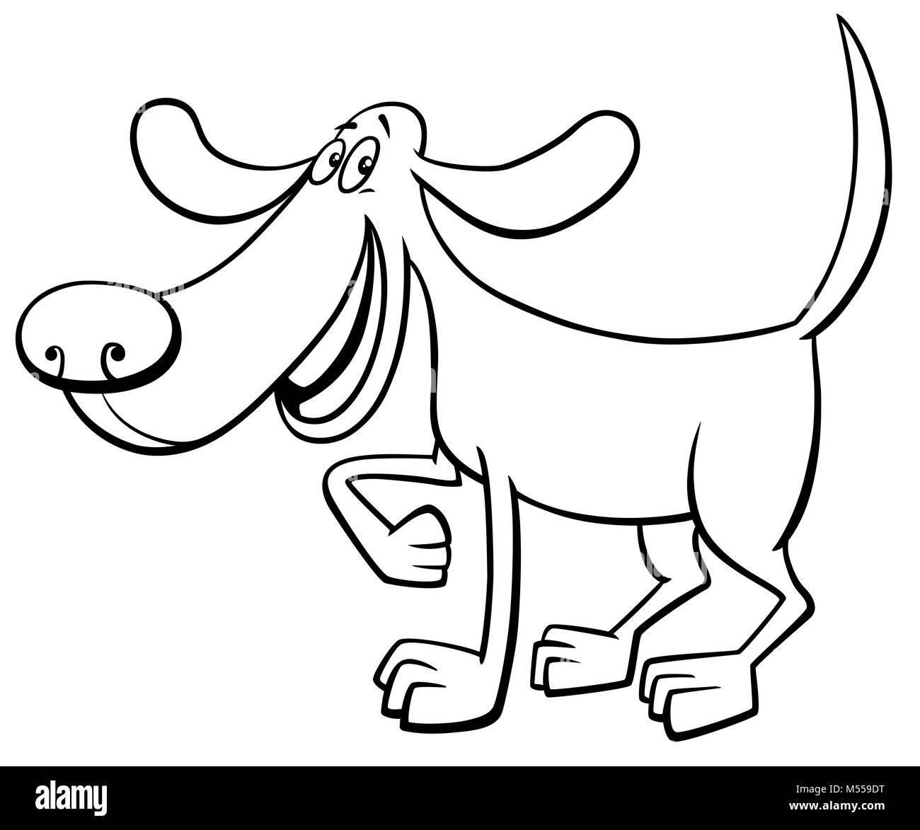 happy dog character coloring book Stock Photo