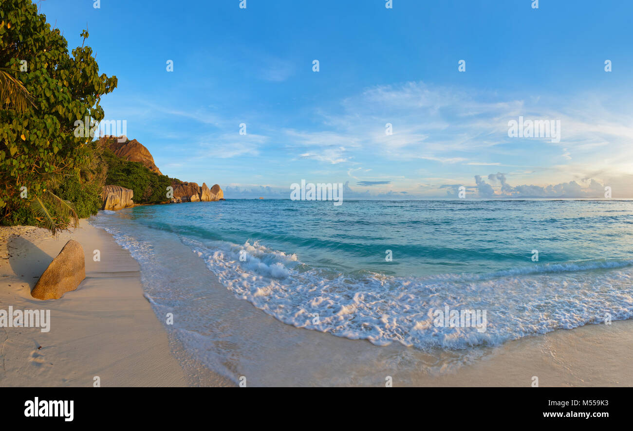 Tropical beach Source D'Argent at Seychelles Stock Photo - Alamy