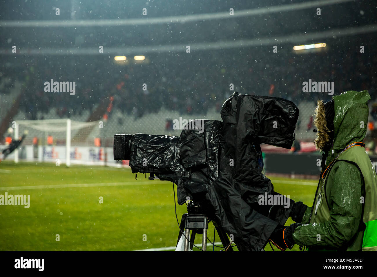 Still Camera Football TV camera at the stadium during football matches. television camera ...