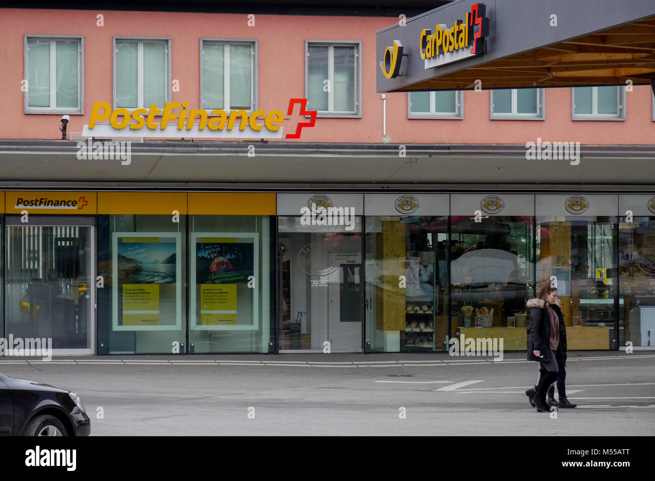PostFinance bank agency, Sion, Valais, Swiss Stock Photo