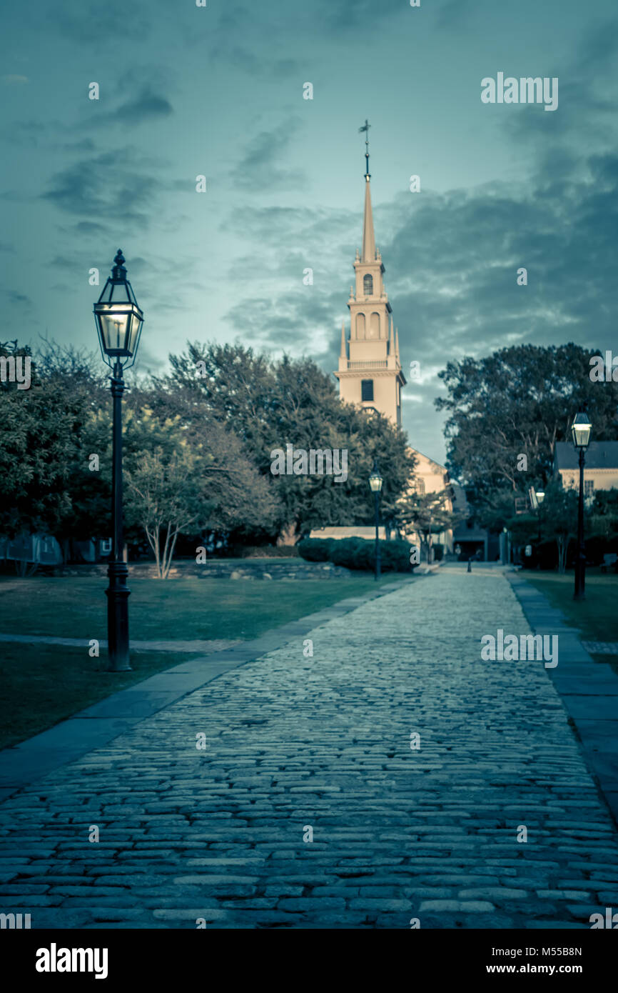 newport rhode island city streets in the evening Stock Photo