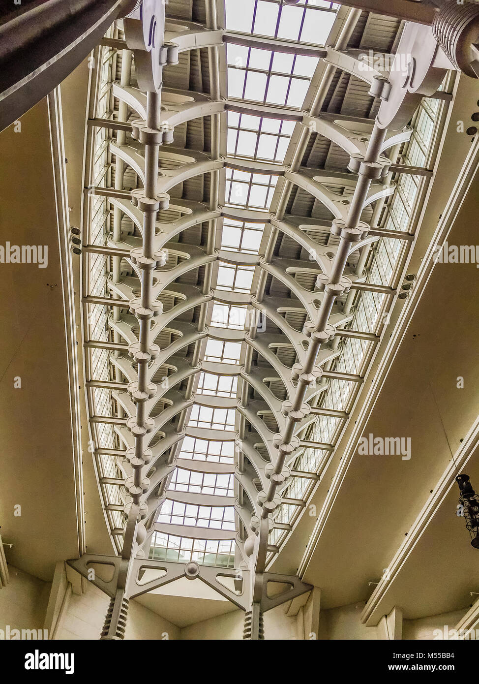 Taipei, Taiwan - November 22, 2015: Taipei 101 tower, view of the interior and structure inside the tower. Stock Photo