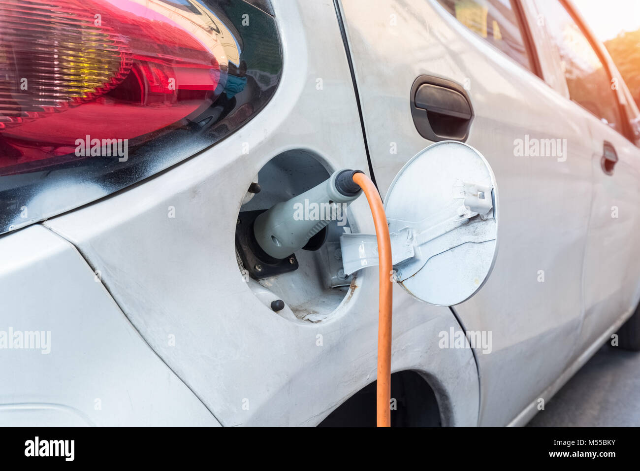 electric car charging Stock Photo