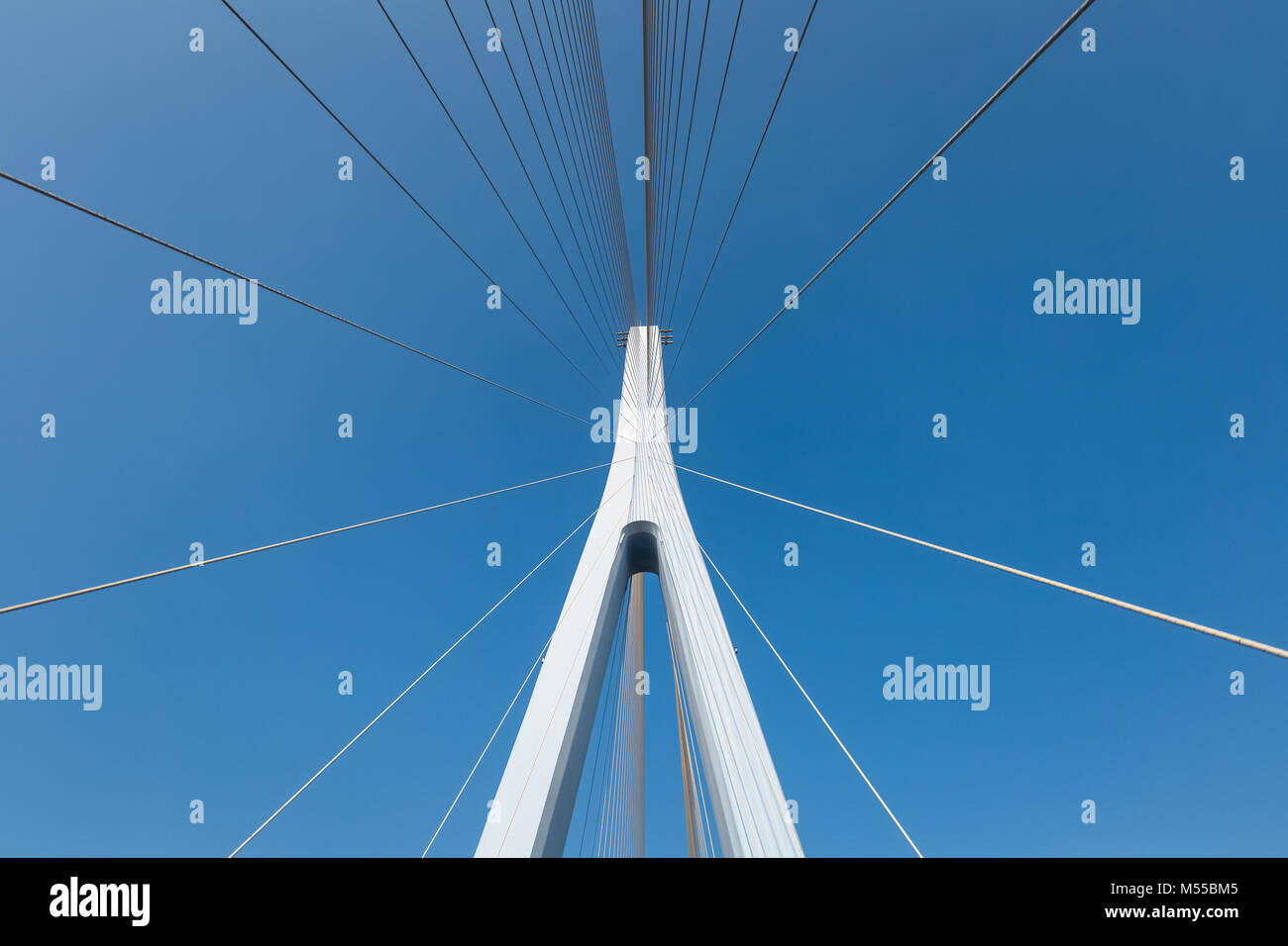 cable-stayed bridge closeup Stock Photo