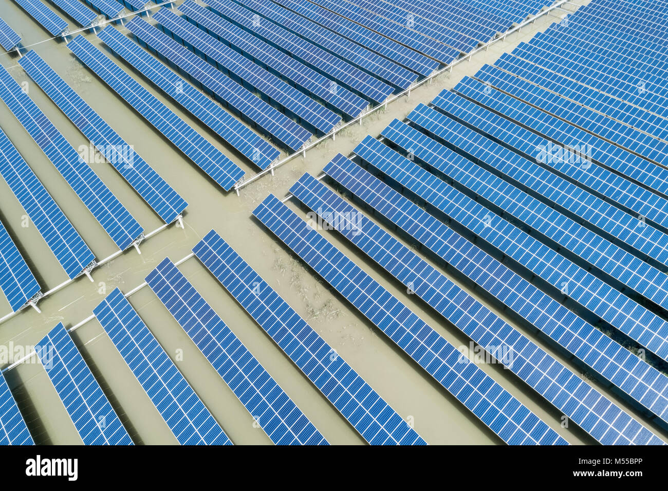 solar power plant from above Stock Photo