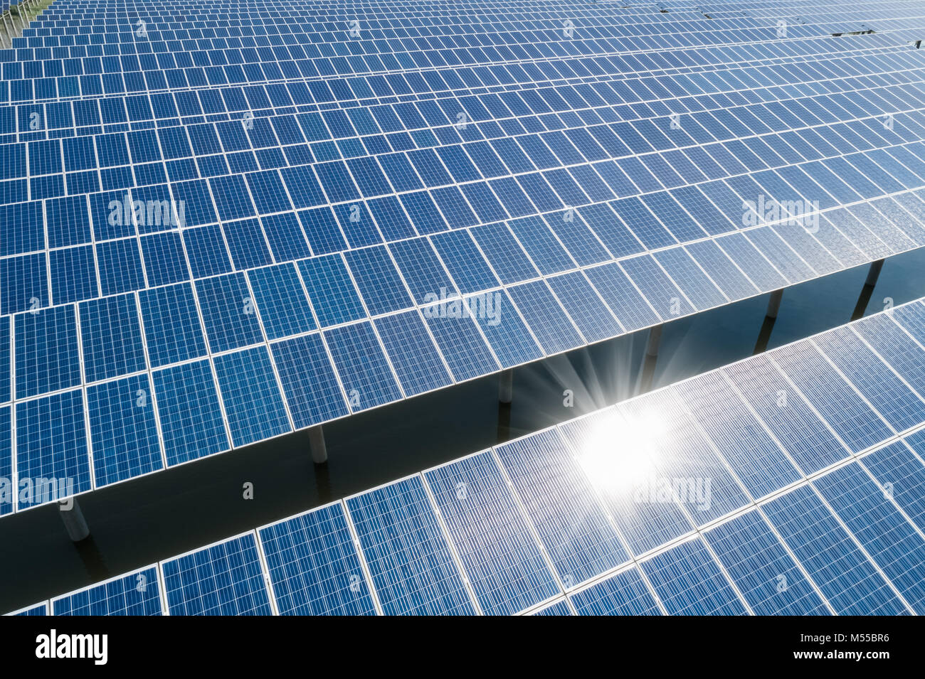aerial view of solar energy field Stock Photo
