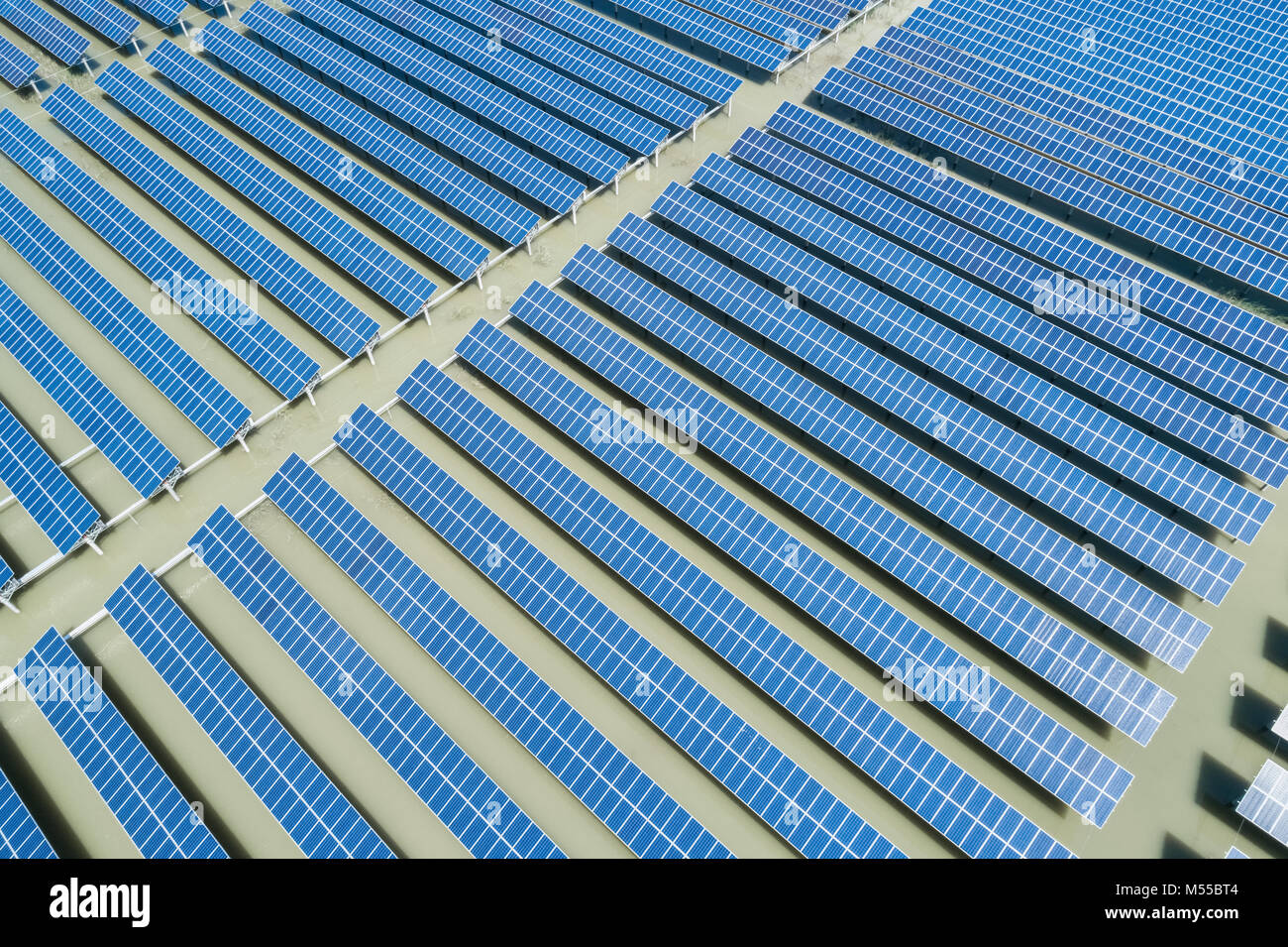 solar power energy plant aerial view Stock Photo