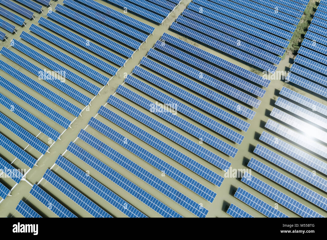 aerial view of solar energy field Stock Photo