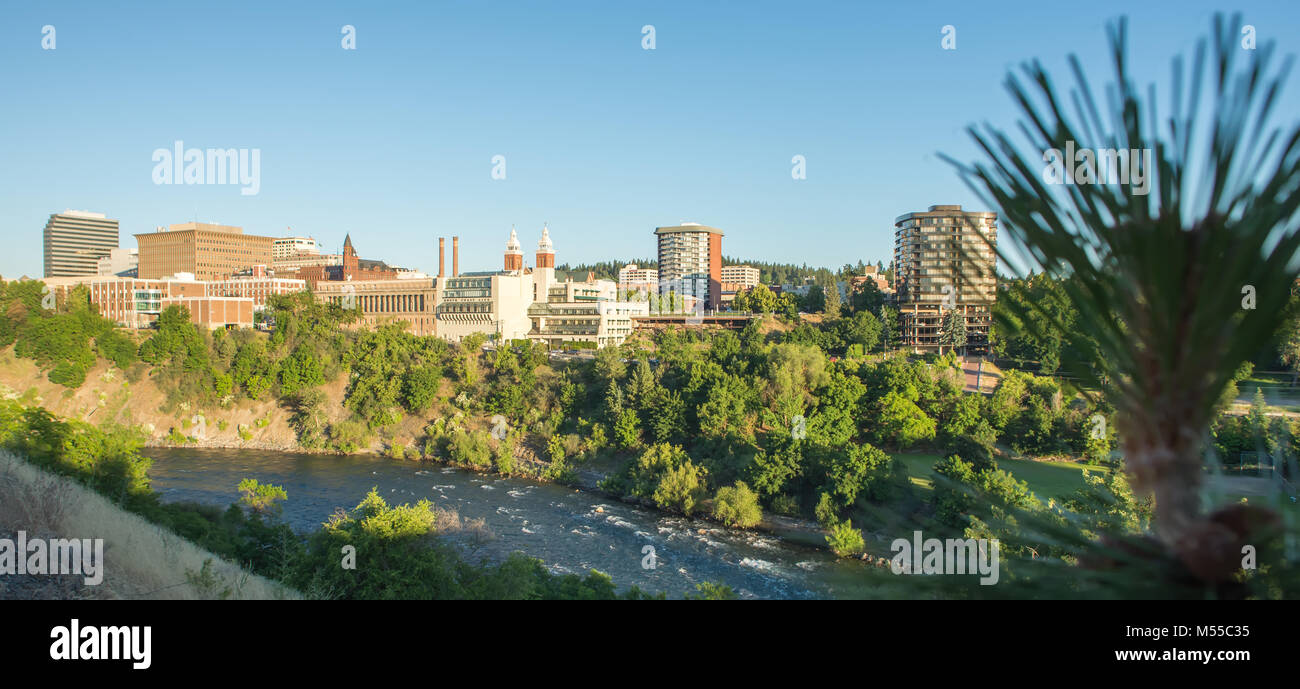 spokane washington city skyline and streets Stock Photo