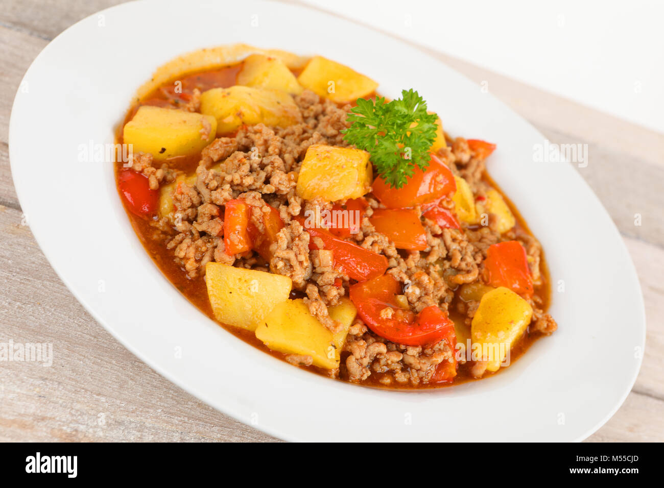 stew with minced meat and vegetable Stock Photo