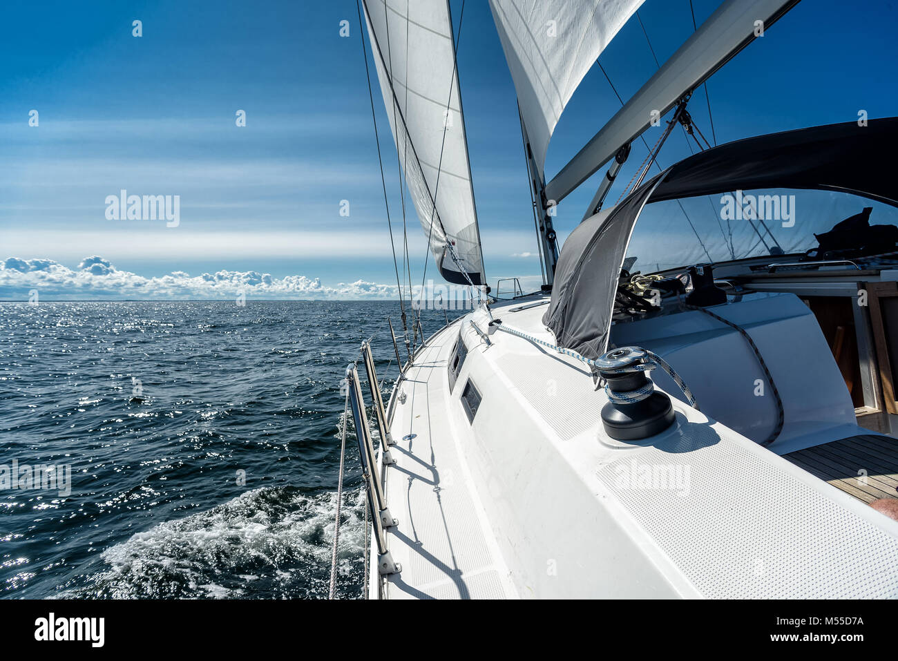 sailing yacht on the ocean Stock Photo