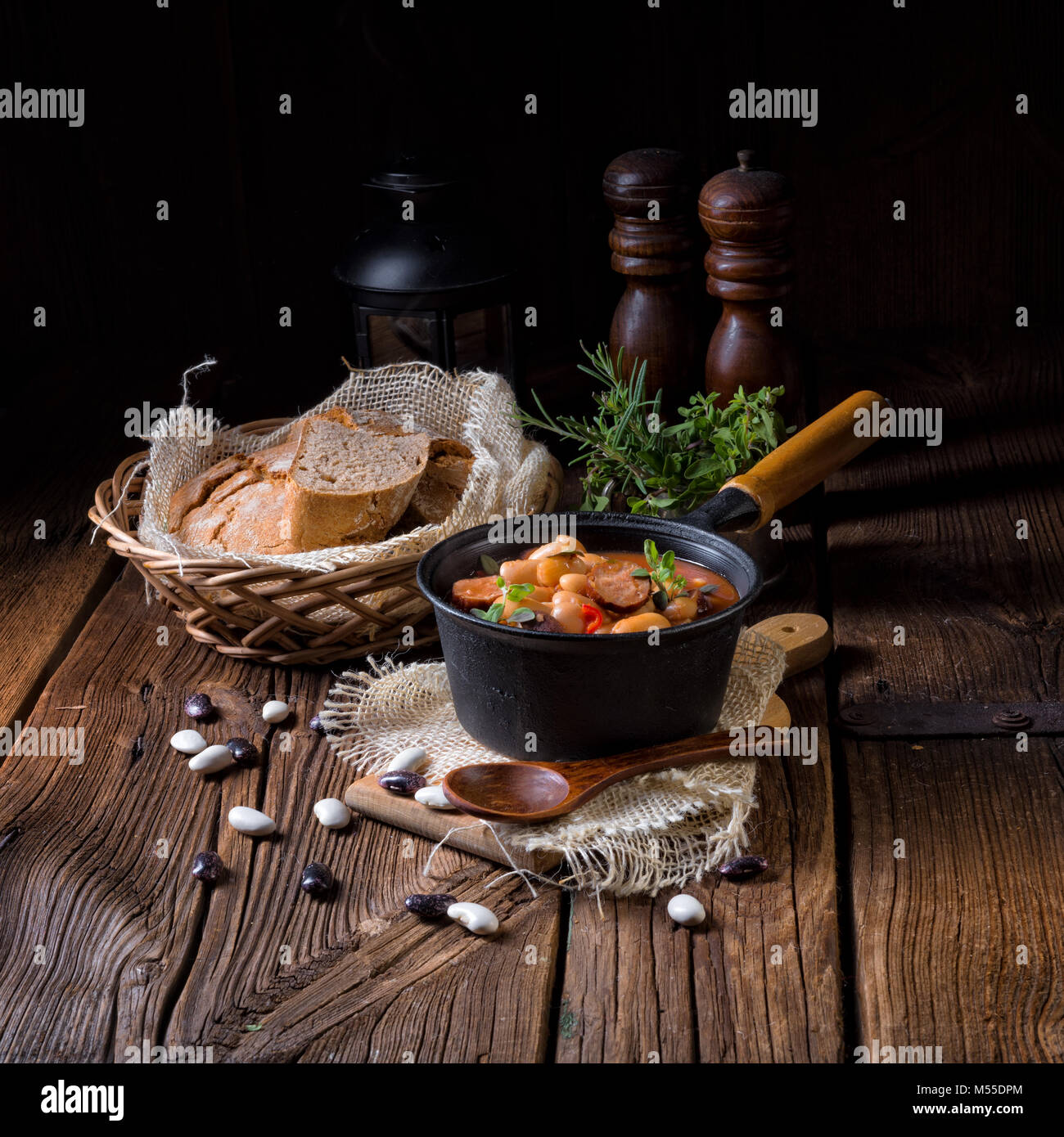 Polish Baked Beans with sausage Stock Photo Alamy